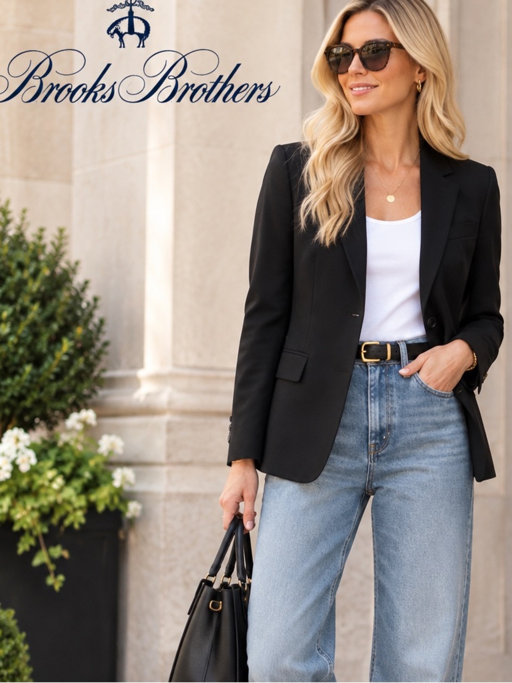 Brooks Brothers Black 100% Wool Blazer Jacket Size 8